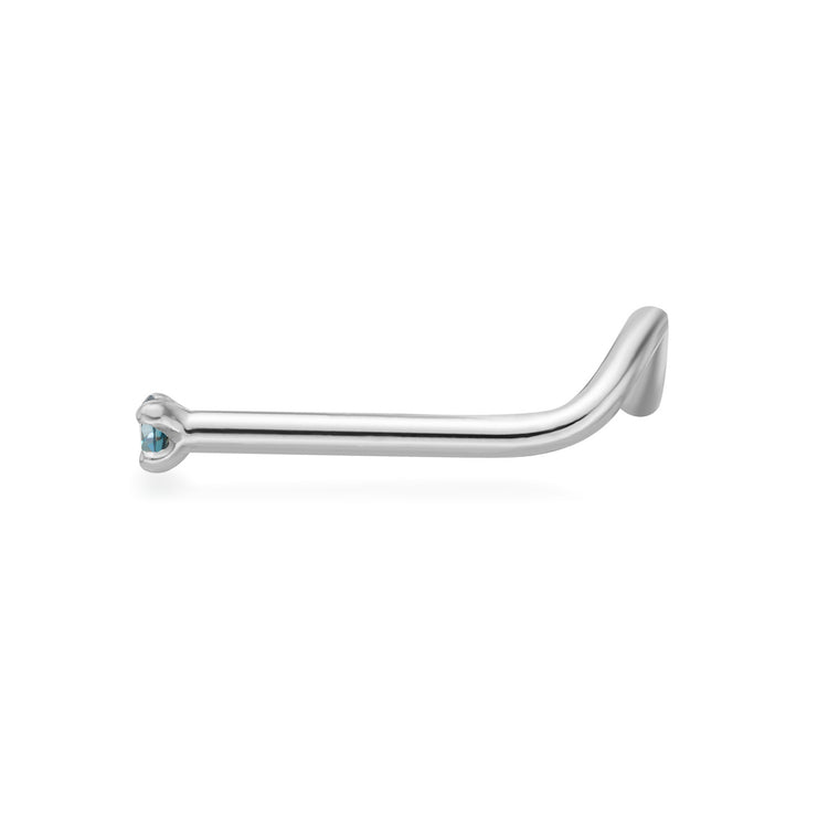 14K Screw Blue Diamond Nose Ring - 20G
