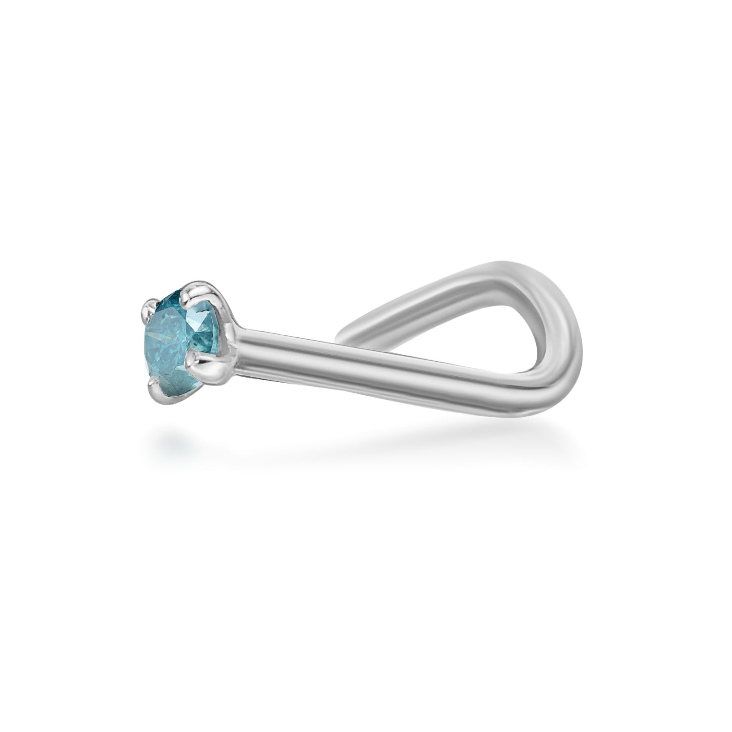 14K Screw Blue Diamond Nose Ring - 20G