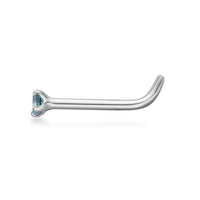 14K Screw Blue Diamond Nose Ring - 20G
