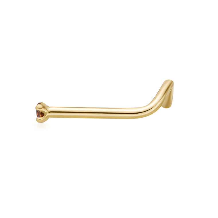 14K Screw Brown Diamond Nose Ring - 20G