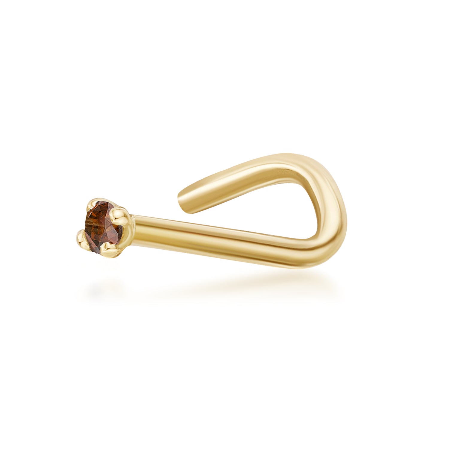 14K Screw Brown Diamond Nose Ring - 20G