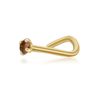 14K Screw Brown Diamond Nose Ring - 20G