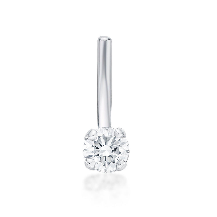 14K Gold L-Shaped Diamond Nose Ring - 20G