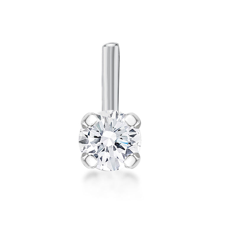 14K Gold L-Shaped Diamond Nose Ring - 20G