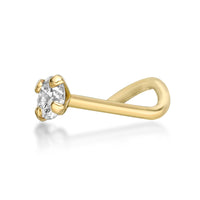 14K Gold Screw Diamond Nose Ring - 20G