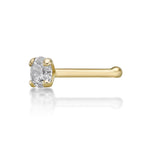 14K Gold Straight Bone Diamond Nose Ring - 20G
