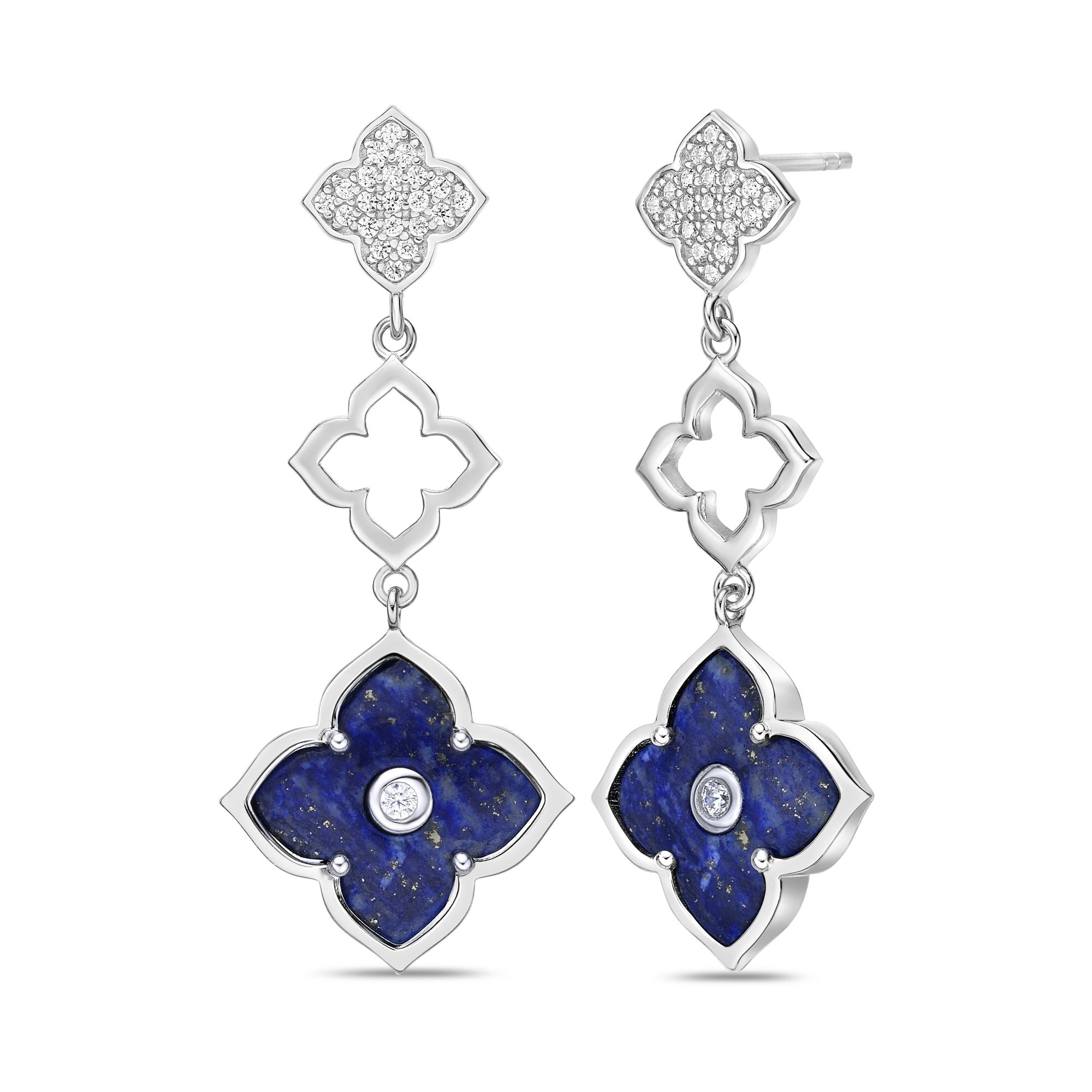 Flora Grand Triple Flower Cubic Zirconia Drop Earrings
