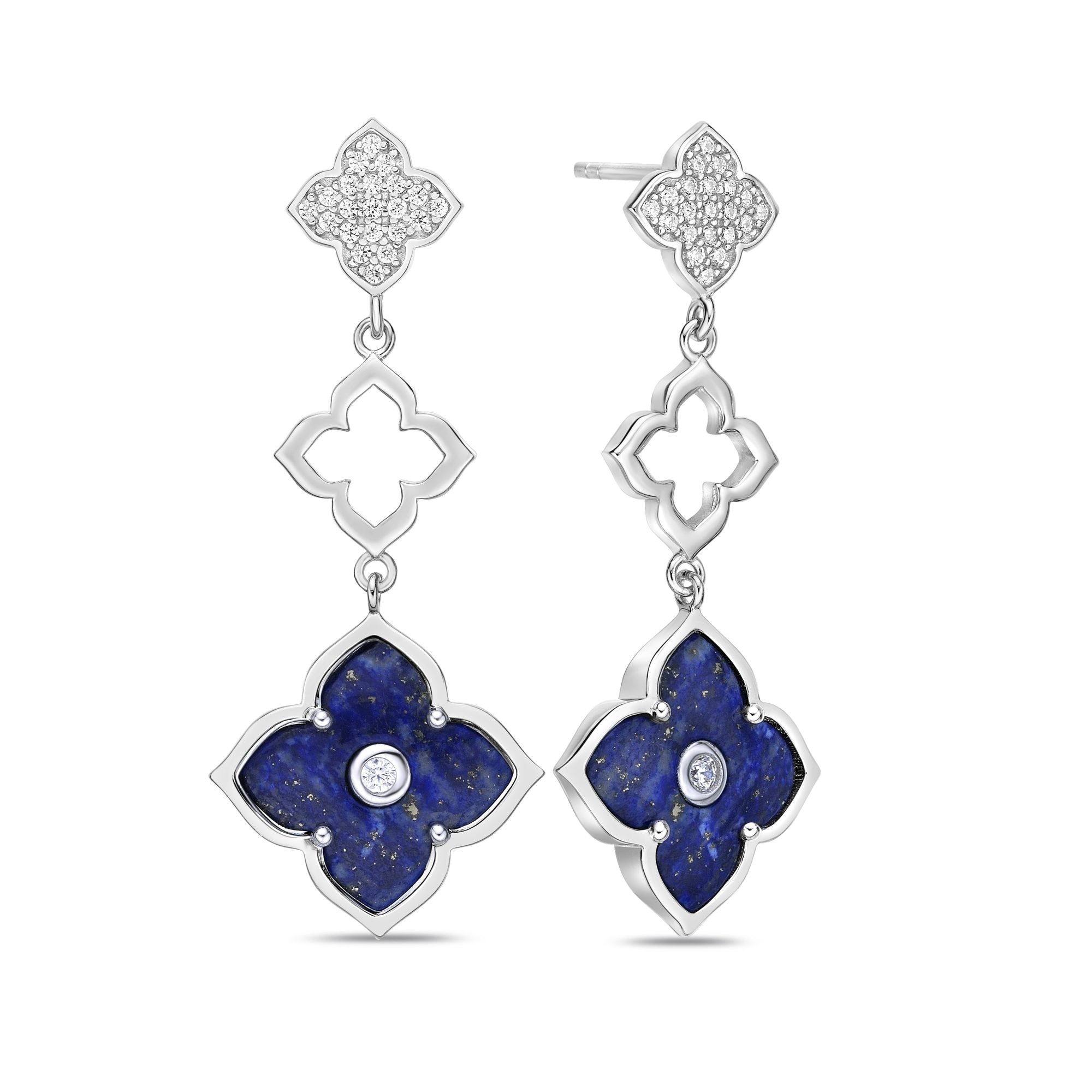 Flora Grand Triple Flower Cubic Zirconia Drop Earrings