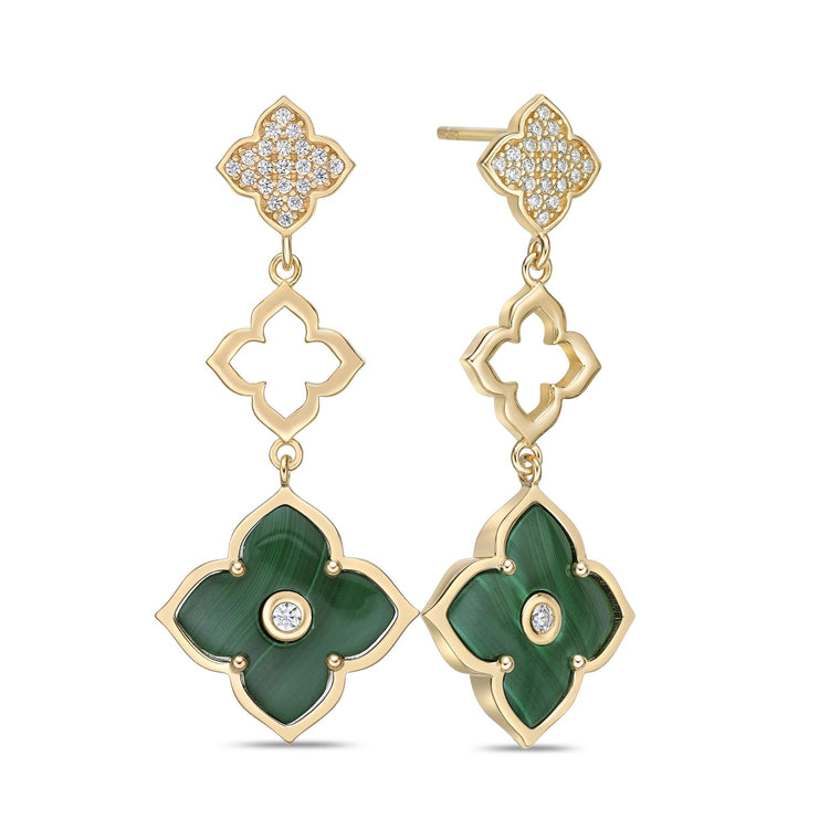 Flora Grand Triple Flower Cubic Zirconia Drop Earrings