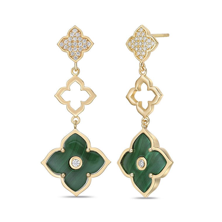 Flora Grand Triple Flower Cubic Zirconia Drop Earrings