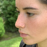 14K Gold L-Shaped Diamond Nose Ring - 20G