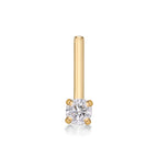 14K Gold L-Shaped Diamond Nose Ring - 20G