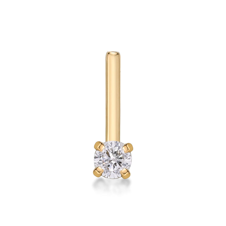 14K Gold L-Shaped Diamond Nose Ring - 20G