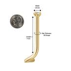 14K Gold Screw Diamond Nose Ring - 20G