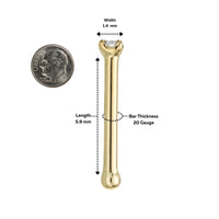 14K Gold Straight Bone Diamond Nose Ring - 20G