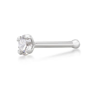 14K Gold Straight Bone Diamond Nose Stud - 22G