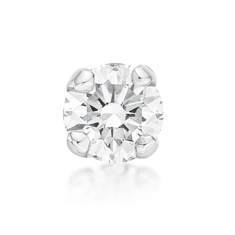 14K Gold Straight Bone Diamond Nose Stud - 22G