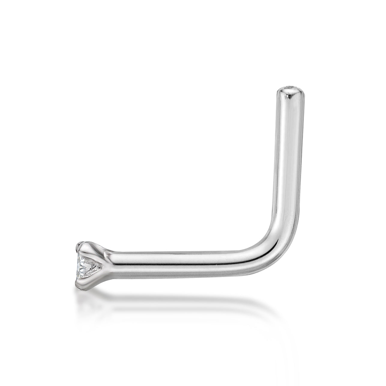 14K L-Shaped Diamond Nose Stud - 22G