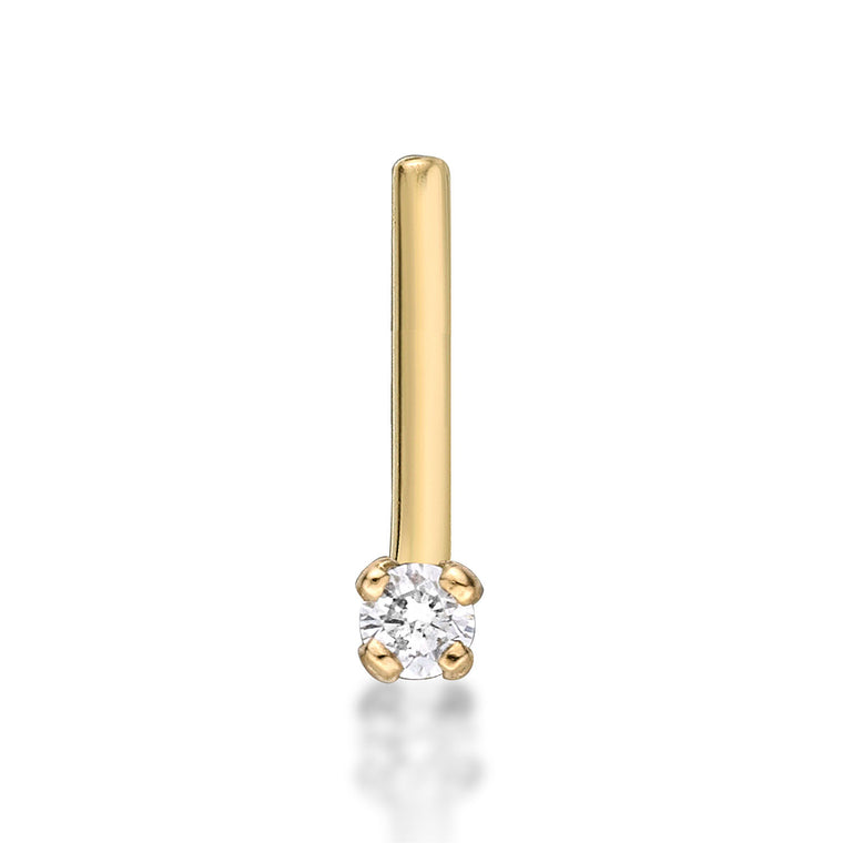 14K L-Shaped Diamond Nose Stud - 22G