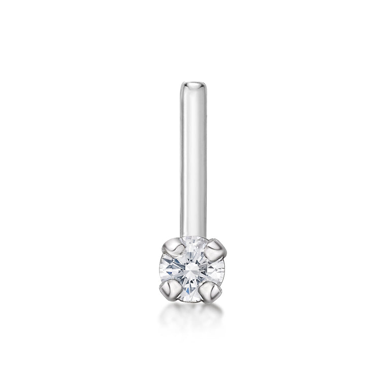 14K L-Shaped Diamond Nose Stud - 22G