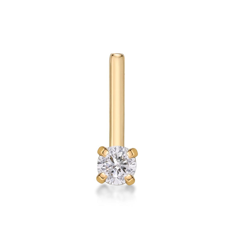 14K L-Shaped Diamond Nose Stud - 22G
