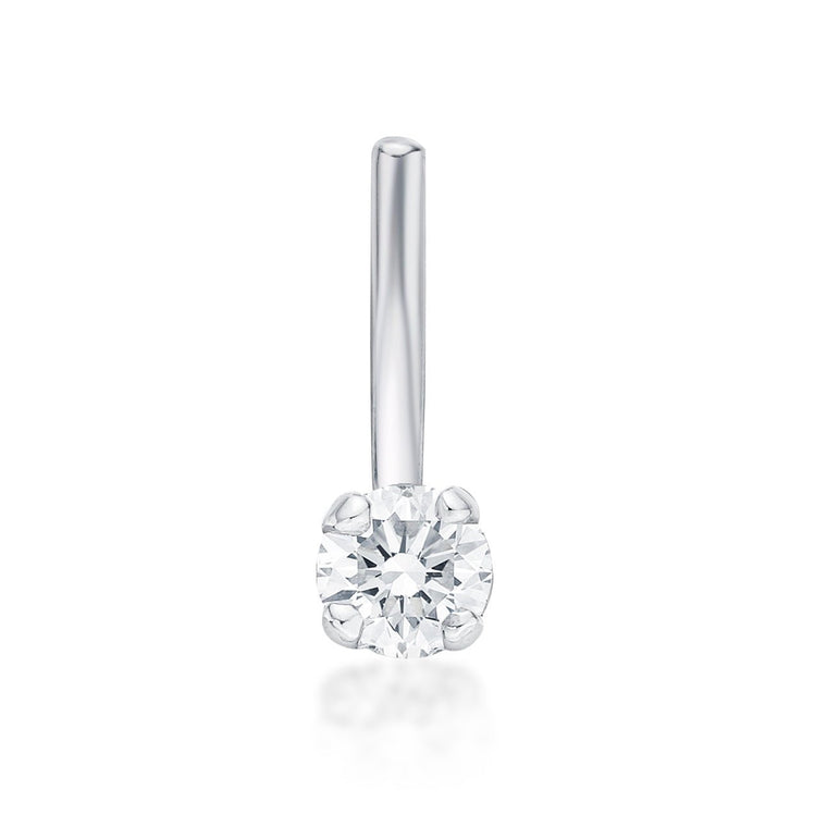14K L-Shaped Diamond Nose Stud - 22G