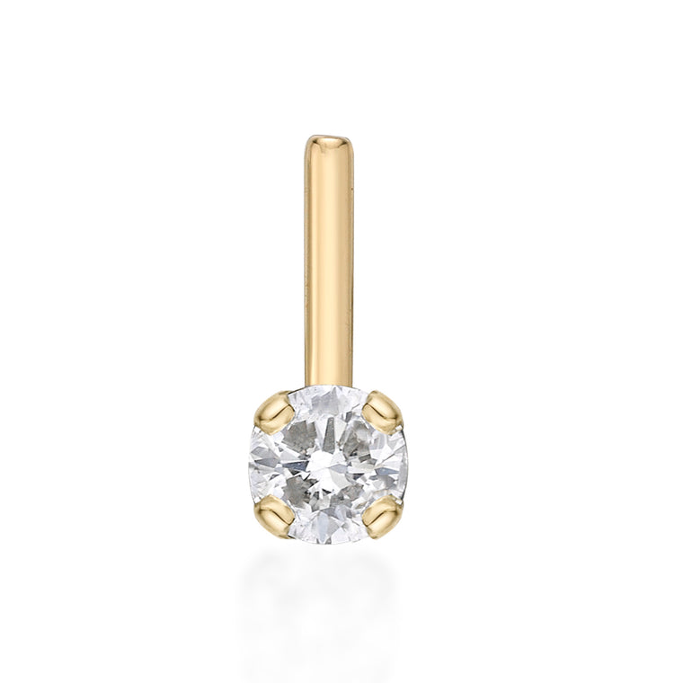 14K L-Shaped Diamond Nose Stud - 22G