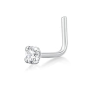 14K L-Shaped Diamond Nose Stud - 22G