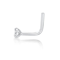14K L-Shaped Diamond Nose Stud - 22G