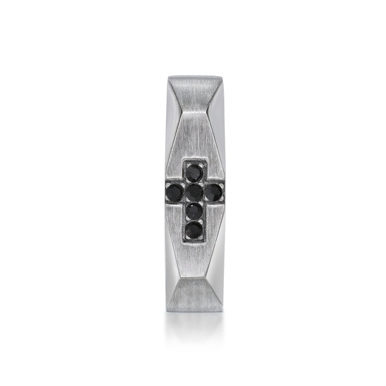 Faceted Cross Hoop Earring in Stainless Steel