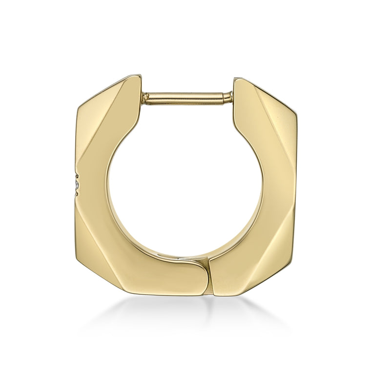 Faceted Cross Hoop Earring in Gold Ion Plated Stainless Steel