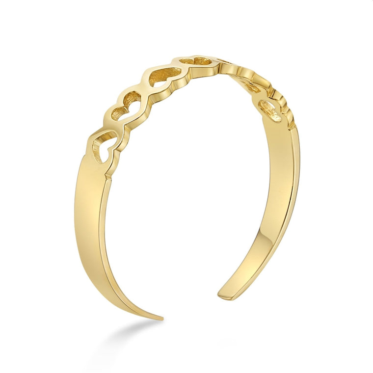 Alternating Heart Adjustable Toe Ring