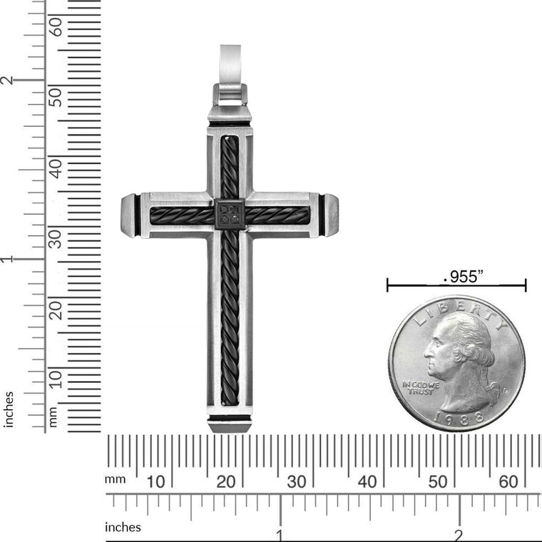 Diamond Two-Tone Cross Cross Pendant in Black