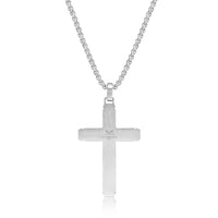 Diamond Classic Cross Pendant in Blue Ion Plated Stainless Steel