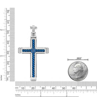 Diamond Classic Cross Pendant in Blue Ion Plated Stainless Steel