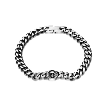 Skull Bracelet in Black Finish Stainless Steel