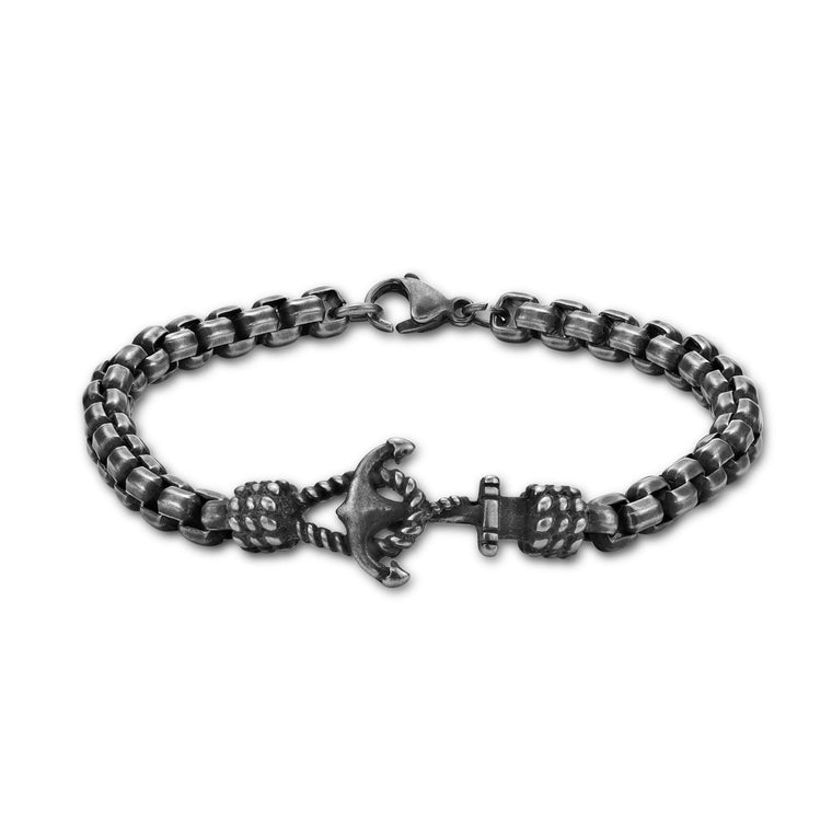 Anchor Bracelet in Black Finish Stainless Steel