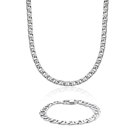 Men's 10MM Mariner Chain Gift Set in Stainless Steel, 22" + 9"