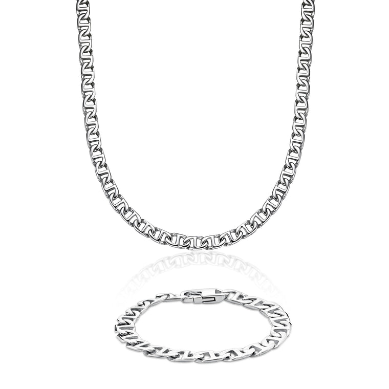 Men's 10MM Mariner Chain Gift Set in Stainless Steel, 22" + 9"