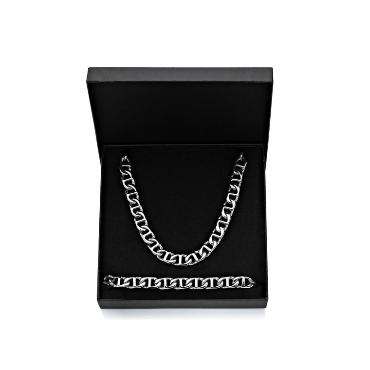 Men's 10MM Mariner Chain Gift Set in Stainless Steel, 22" + 9"