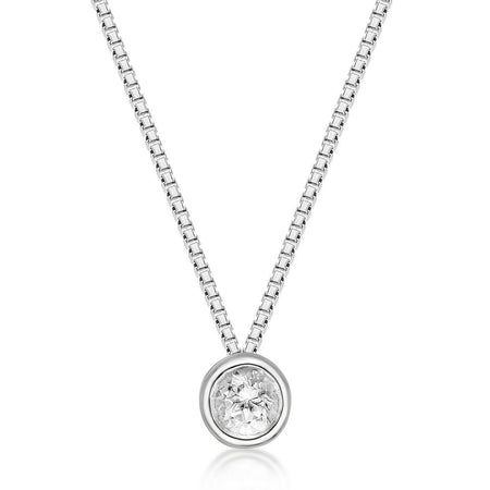 0.12.00 Carat Lab Grown Diamond Solitaire Pendant Necklace for Women in 925 Sterling Silver on 18 Inch Chain (G-H, VS2-SI1) Spring Ring 