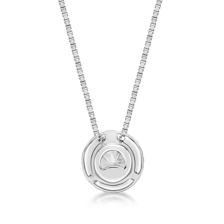 0.25 Carat Lab Grown Diamond Round Halo Pendant Necklace for Women in 10k White Gold on 18 Inch Chain (G-H, VS2-SI1) Spring Ring 