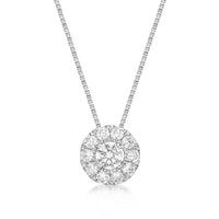 0.40 Carat Lab Grown Diamond Round Halo Pendant Necklace for Women in 10k White Gold on 18 Inch Chain (G-H, VS2-SI1) Spring Ring 