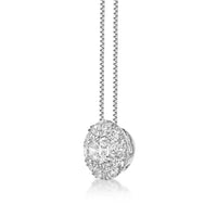 0.40 Carat Lab Grown Diamond Round Halo Pendant Necklace for Women in 10k White Gold on 18 Inch Chain (G-H, VS2-SI1) Spring Ring 