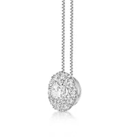 0.50 Carat Lab Grown Diamond Round Halo Pendant Necklace for Women in 10k White Gold on 18 Inch Chain (G-H, VS2-SI1) Spring Ring 