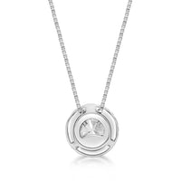 0.50 Carat Lab Grown Diamond Round Halo Pendant Necklace for Women in 10k White Gold on 18 Inch Chain (G-H, VS2-SI1) Spring Ring 