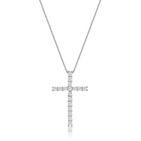 0.25 Carat Lab Grown Diamond Cross Pendant Necklace for Women in 10k White Gold on 18 Inch Chain (G-H, VS2-SI1) Spring Ring 