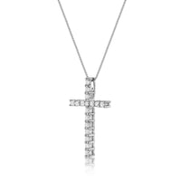 0.60 Carat Lab Grown Diamond Cross Pendant Necklace for Women in 10k White Gold on 18 Inch Chain (G-H, VS2-SI1) Spring Ring 