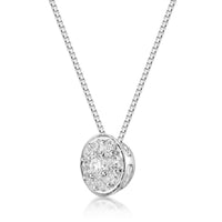 0.33 Carat Lab Grown Diamond Round Pendant Necklace for Women in 10k White Gold on 18 Inch Chain (G-H, VS2-SI1) Spring Ring 