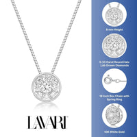 0.33 Carat Lab Grown Diamond Round Pendant Necklace for Women in 10k White Gold on 18 Inch Chain (G-H, VS2-SI1) Spring Ring 